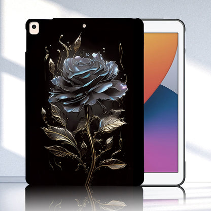 For iPad 10.2 2021 / 2020 / 2019 Color Painting Pattern Smart Tablet TPU Case(Black Rose) by bashfashion