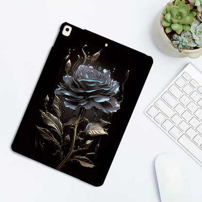 For iPad 10.2 2021 / 2020 / 2019 Color Painting Pattern Smart Tablet TPU Case(Black Rose) by bashfashion