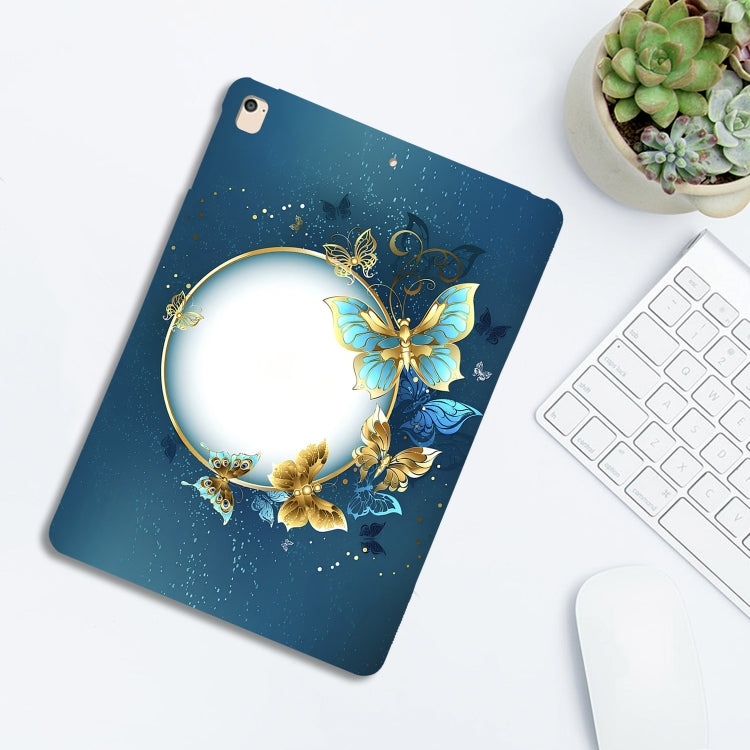 For iPad Air / Air 2 / 9.7 2017 / 2018 Color Painting Pattern Smart Tablet TPU Case(Butterfly Circle) by bashfashion
