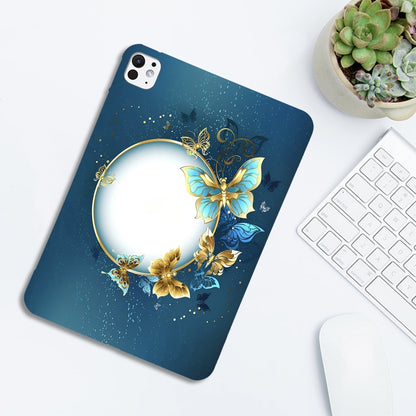 For iPad Pro 13 2025 / 2024 Color Painting Pattern Smart Tablet TPU Case(Butterfly Circle) by bashfashion