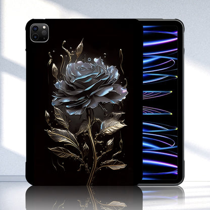 For iPad Pro 12.9 2022 / 2021 / 2020 Color Painting Pattern Smart Tablet TPU Case(Black Rose) by bashfashion