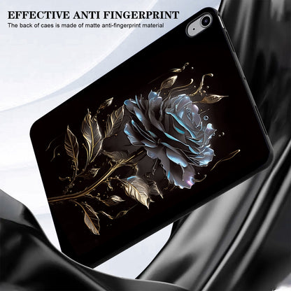 For iPad Pro 12.9 2022 / 2021 / 2020 Color Painting Pattern Smart Tablet TPU Case(Black Rose) by bashfashion