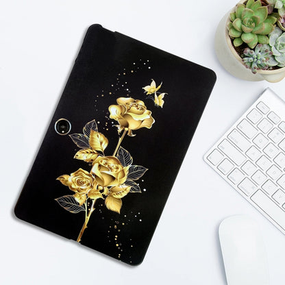 For OPPO Pad Neo / Pad Air2 Color Painting Pattern Smart Tablet TPU Case(Golden Rose) by bashfashion