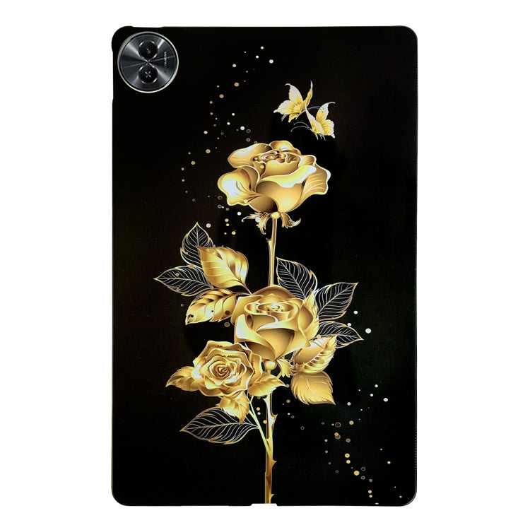 For Realme Pad 2 Color Painting Pattern Smart Tablet TPU Case(Golden Rose) by bashfashion