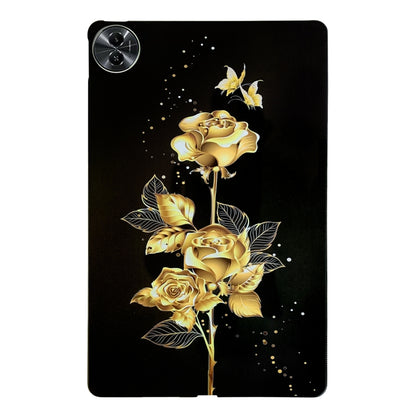 For Realme Pad 2 Color Painting Pattern Smart Tablet TPU Case(Golden Rose) by bashfashion