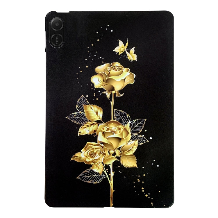 For Honor Pad X8a Color Painting Pattern Smart Tablet TPU Case(Golden Rose) by bashfashion