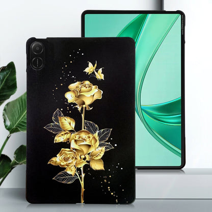 For Honor Pad X8a Color Painting Pattern Smart Tablet TPU Case(Golden Rose) by bashfashion