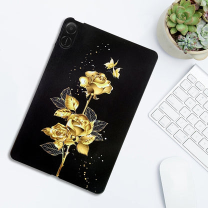 For Honor Pad X8a Color Painting Pattern Smart Tablet TPU Case(Golden Rose) by bashfashion