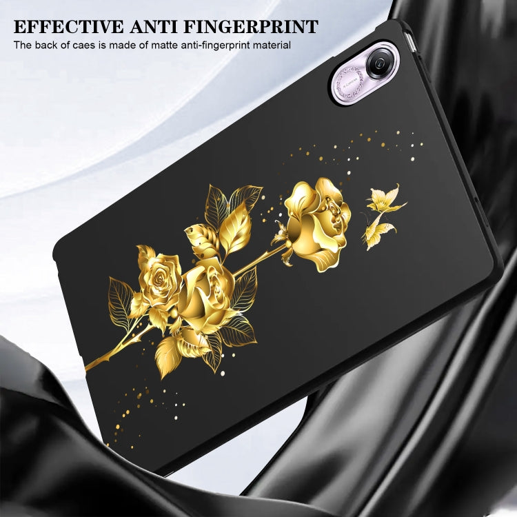 For Honor Pad X8a Color Painting Pattern Smart Tablet TPU Case(Golden Rose) by bashfashion