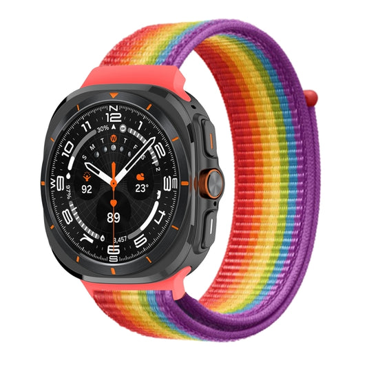 For Samsung Galaxy Watch Ultra 47mm / Ultra 2025 Plastic Connector Nylon Loop Watch Band(Rainbow) by bashfashion