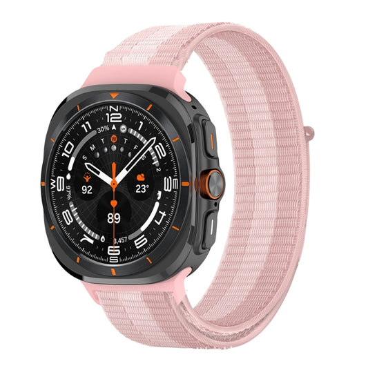 For Samsung Galaxy Watch Ultra 47mm / Ultra 2025 Plastic Connector Nylon Loop Watch Band(Pink White Pink) by bashfashion
