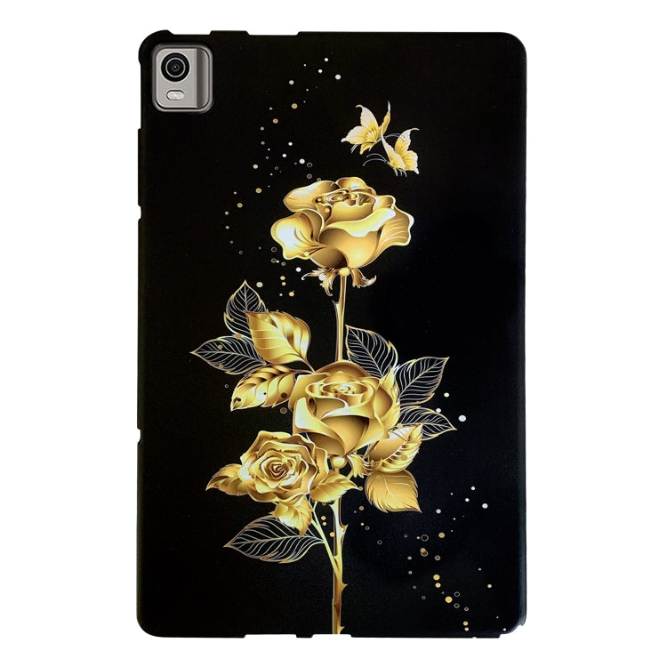 For Nokia T21 Color Painting Pattern Smart Tablet TPU Case(Golden Rose) by bashfashion