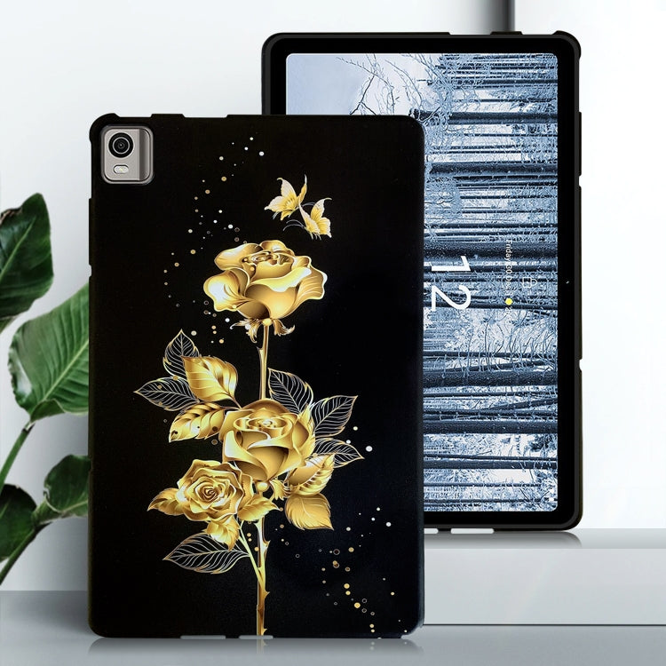 For Nokia T21 Color Painting Pattern Smart Tablet TPU Case(Golden Rose) by bashfashion