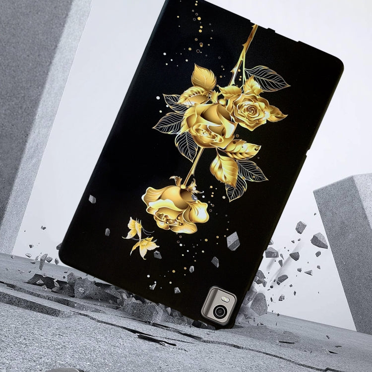 For Nokia T21 Color Painting Pattern Smart Tablet TPU Case(Golden Rose) by bashfashion
