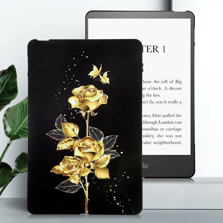 For Amazon Kindle Paperwhite 12th 2024 Color Painting Pattern Smart Tablet TPU Case(Golden Rose) by bashfashion