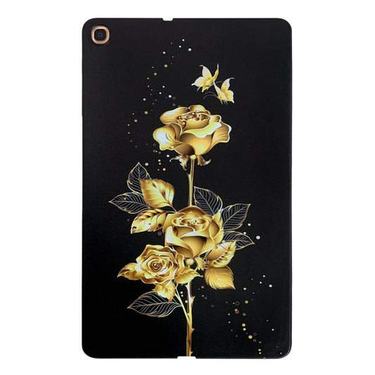 For Samsung Galaxy Tab A 10.1 (2019) Color Painting Pattern Smart Tablet TPU Case(Golden Rose) by bashfashion