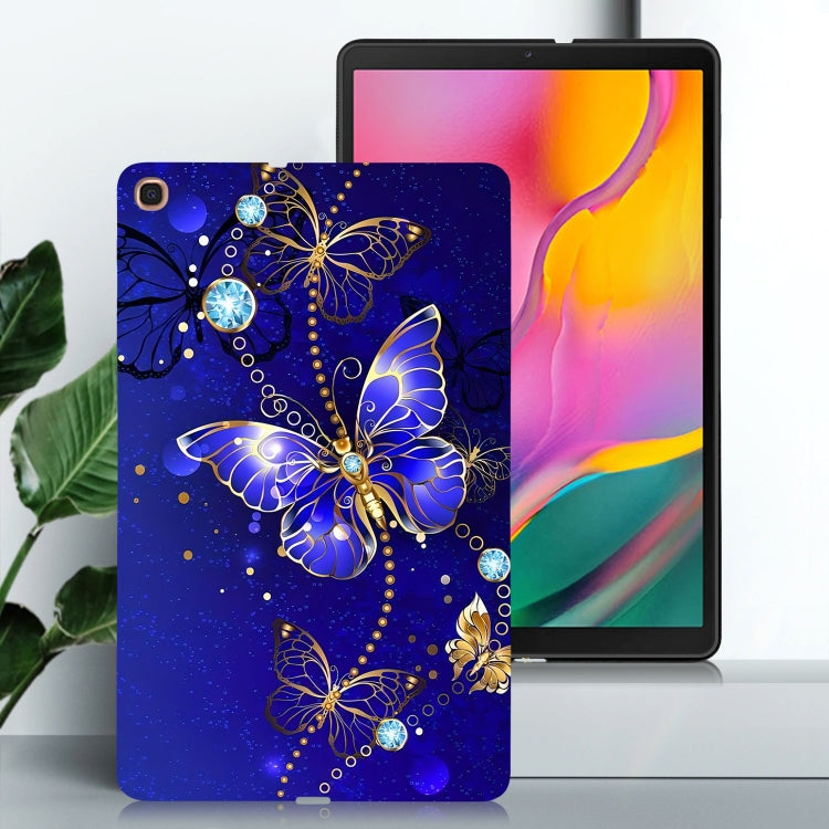 For Samsung Galaxy Tab A 10.1 (2019) Color Painting Pattern Smart Tablet TPU Case(Blue Butterfly) by bashfashion