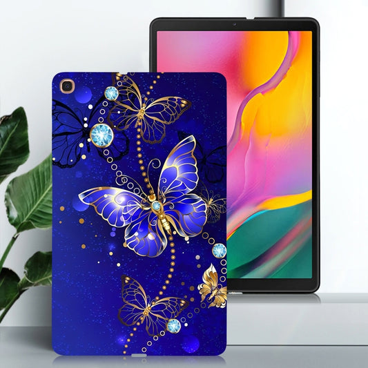 For Samsung Galaxy Tab A 10.1 (2019) Color Painting Pattern Smart Tablet TPU Case(Blue Butterfly) by bashfashion