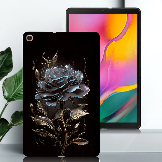 For Samsung Galaxy Tab A 10.1 (2019) Color Painting Pattern Smart Tablet TPU Case(Black Rose) by bashfashion
