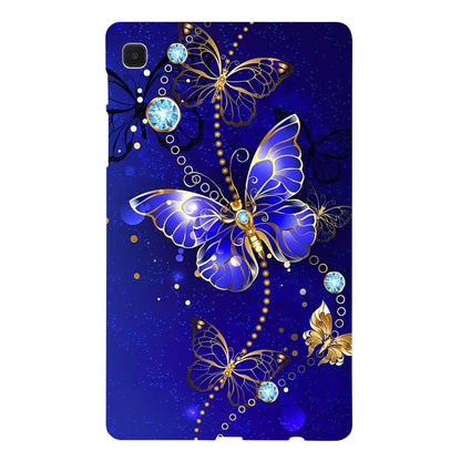 For Samsung Galaxy Tab A7 Lite Color Painting Pattern Smart Tablet TPU Case(Blue Butterfly) by bashfashion
