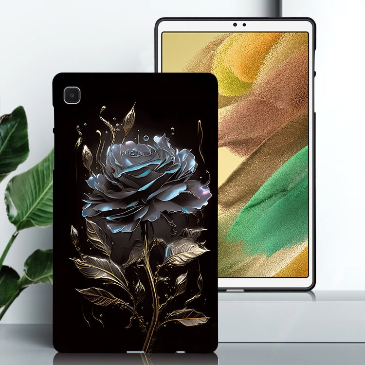For Samsung Galaxy Tab A7 Lite Color Painting Pattern Smart Tablet TPU Case(Black Rose) by bashfashion
