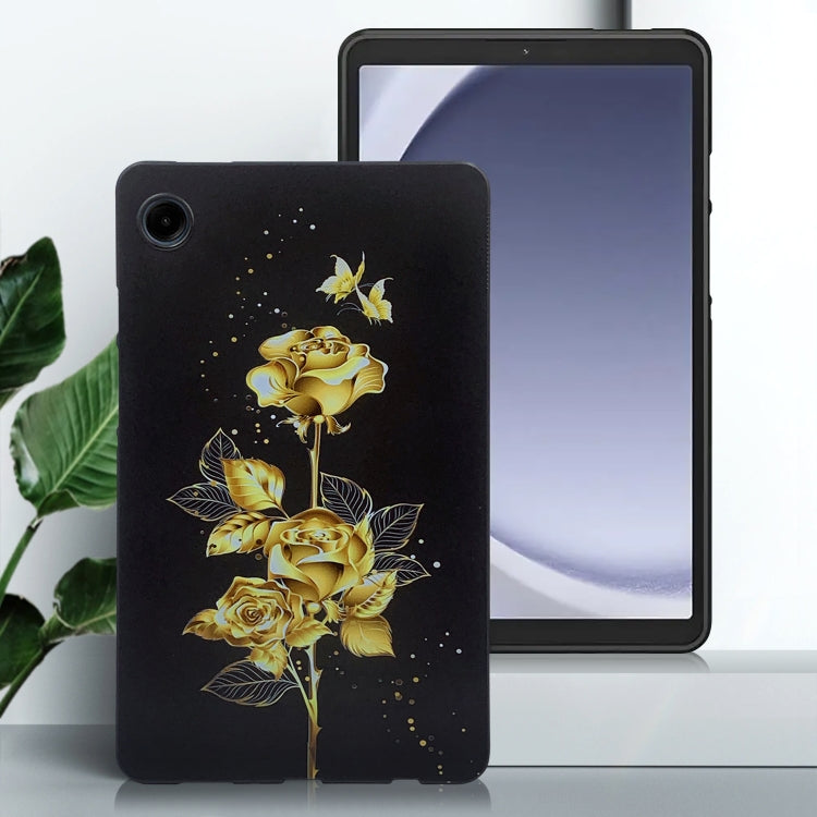 For Samsung Galaxy Tab A11 / A9 Color Painting Pattern Smart Tablet TPU Case(Golden Rose) by bashfashion