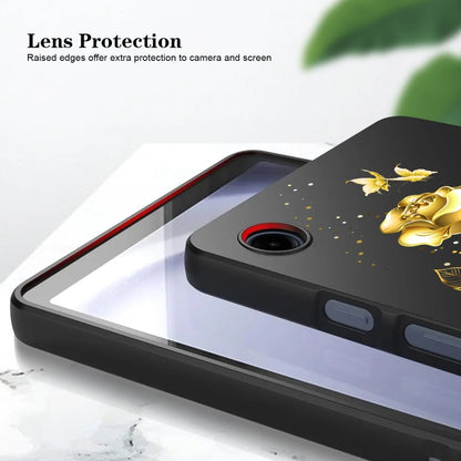 For Samsung Galaxy Tab A11 / A9 Color Painting Pattern Smart Tablet TPU Case(Golden Rose) by bashfashion