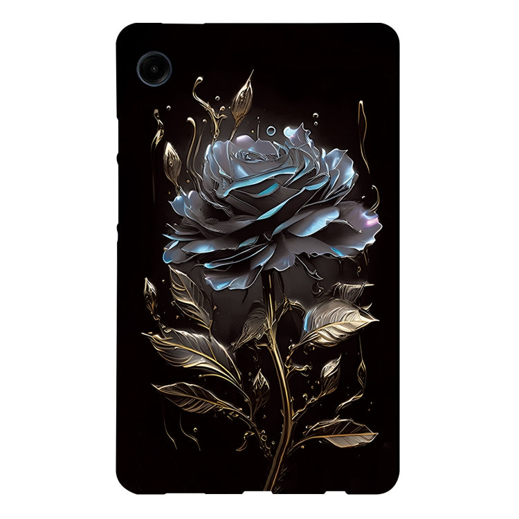 For Samsung Galaxy Tab A11 / A9 Color Painting Pattern Smart Tablet TPU Case(Black Rose) by bashfashion