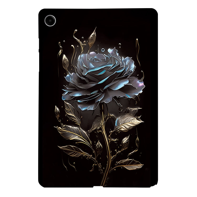 For Samsung Galaxy Tab A11+ / A9+ Color Painting Pattern Smart Tablet TPU Case(Black Rose) by bashfashion