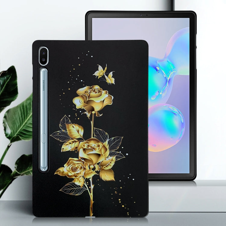 For Samsung Galaxy Tab S6 Color Painting Pattern Smart Tablet TPU Case(Golden Rose) by bashfashion