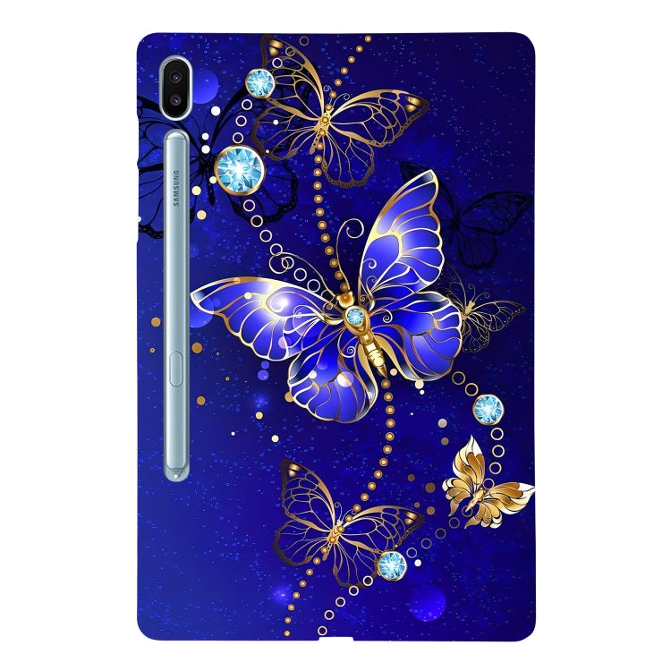 For Samsung Galaxy Tab S6 Color Painting Pattern Smart Tablet TPU Case(Blue Butterfly) by bashfashion