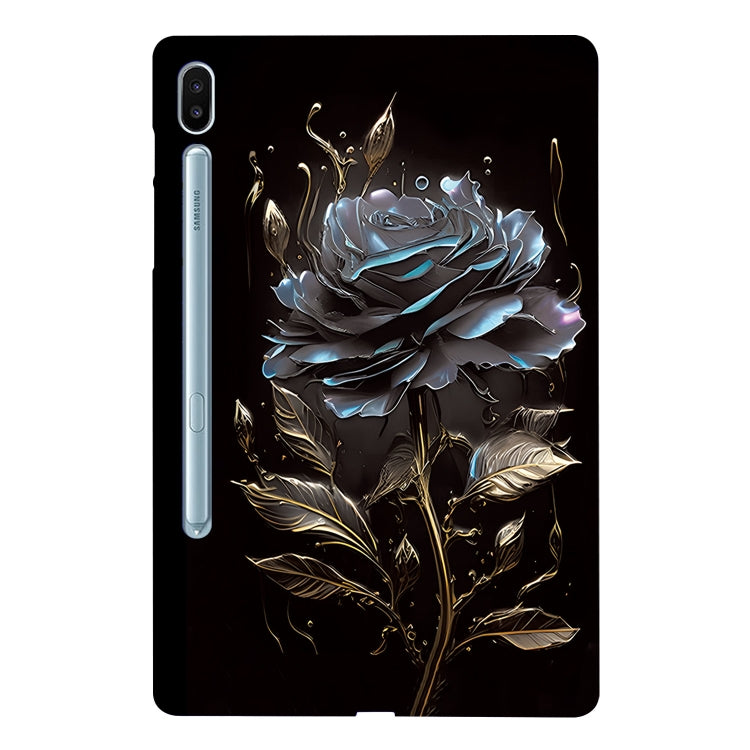 For Samsung Galaxy Tab S6 Color Painting Pattern Smart Tablet TPU Case(Black Rose) by bashfashion