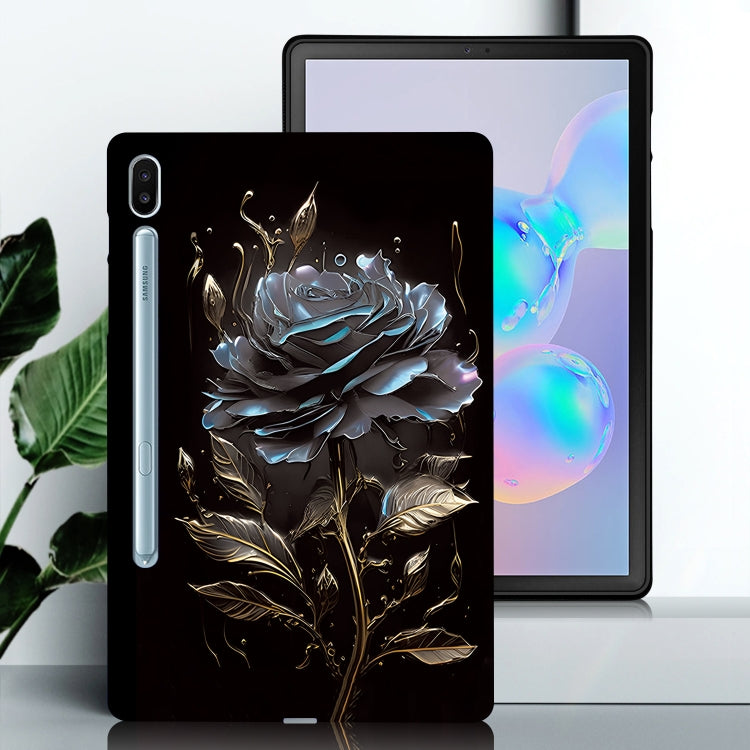 For Samsung Galaxy Tab S6 Color Painting Pattern Smart Tablet TPU Case(Black Rose) by bashfashion