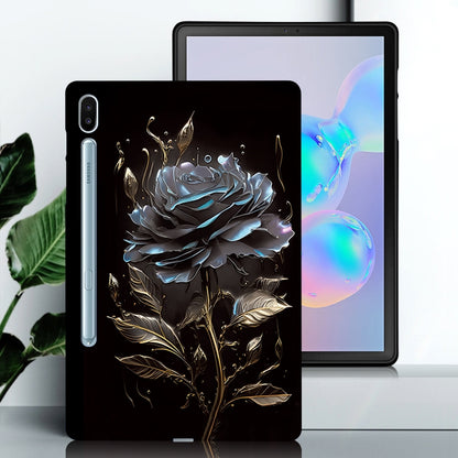 For Samsung Galaxy Tab S6 Color Painting Pattern Smart Tablet TPU Case(Black Rose) by bashfashion