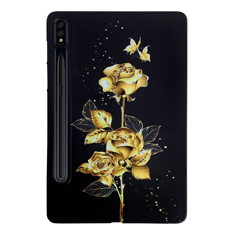 For Samsung Galaxy Tab S7 / S8 Color Painting Pattern Smart Tablet TPU Case(Golden Rose) by bashfashion
