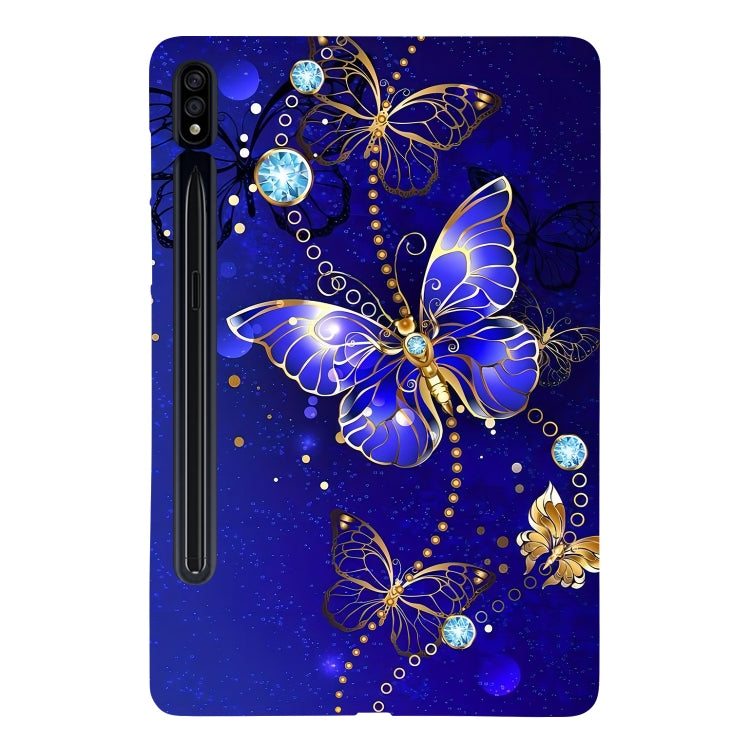 For Samsung Galaxy Tab S7 / S8 Color Painting Pattern Smart Tablet TPU Case(Blue Butterfly) by bashfashion