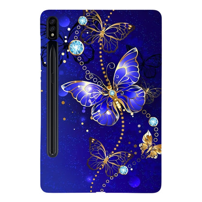 For Samsung Galaxy Tab S7 / S8 Color Painting Pattern Smart Tablet TPU Case(Blue Butterfly) by bashfashion