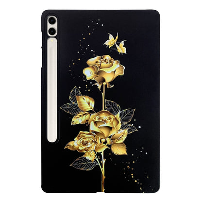 For Samsung Galaxy Tab S7+ / S8+ Color Painting Pattern Smart Tablet TPU Case(Golden Rose) by bashfashion