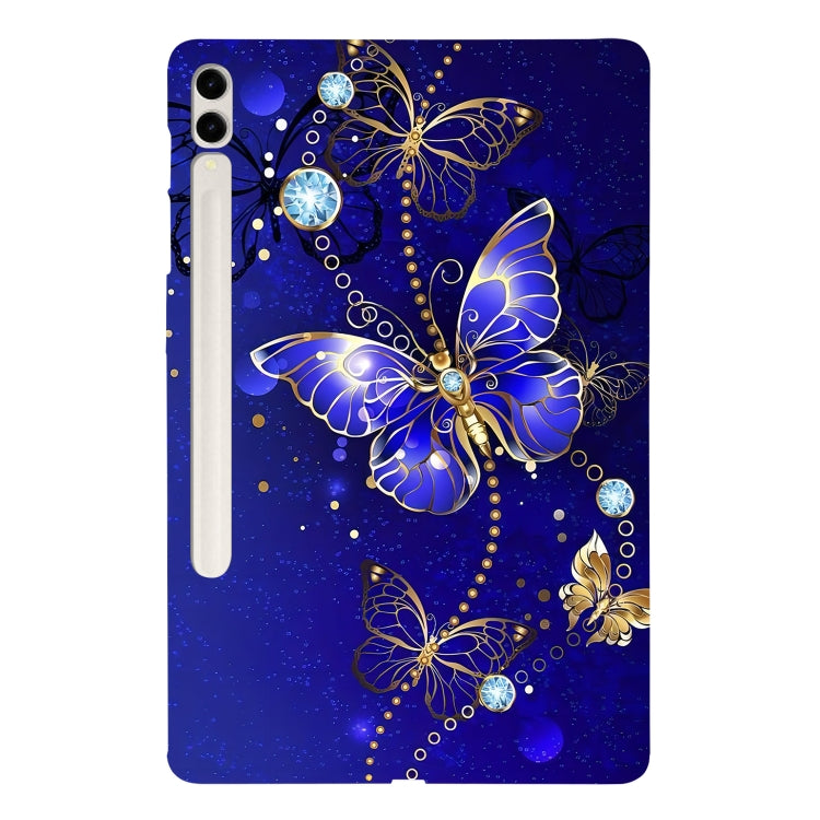For Samsung Galaxy Tab S7+ / S8+ Color Painting Pattern Smart Tablet TPU Case(Blue Butterfly) by bashfashion