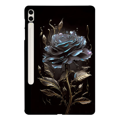 For Samsung Galaxy Tab S7+ / S8+ Color Painting Pattern Smart Tablet TPU Case(Black Rose) by bashfashion