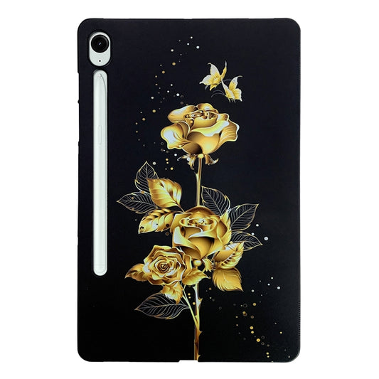 For Samsung Galaxy Tab S9 / S9 FE Color Painting Pattern Smart Tablet TPU Case(Golden Rose) by bashfashion