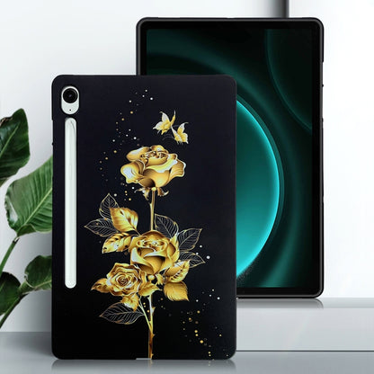 For Samsung Galaxy Tab S9 / S9 FE Color Painting Pattern Smart Tablet TPU Case(Golden Rose) by bashfashion