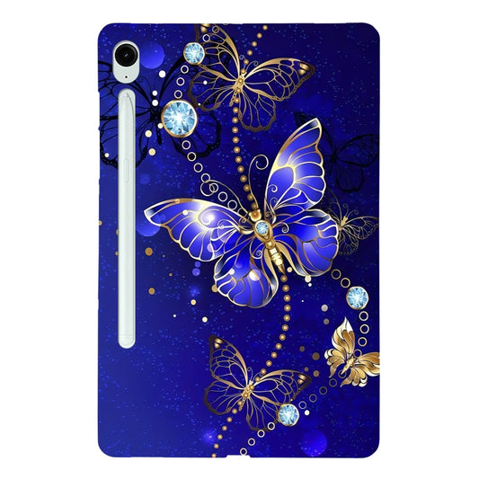 For Samsung Galaxy Tab S9 / S9 FE Color Painting Pattern Smart Tablet TPU Case(Blue Butterfly) by bashfashion