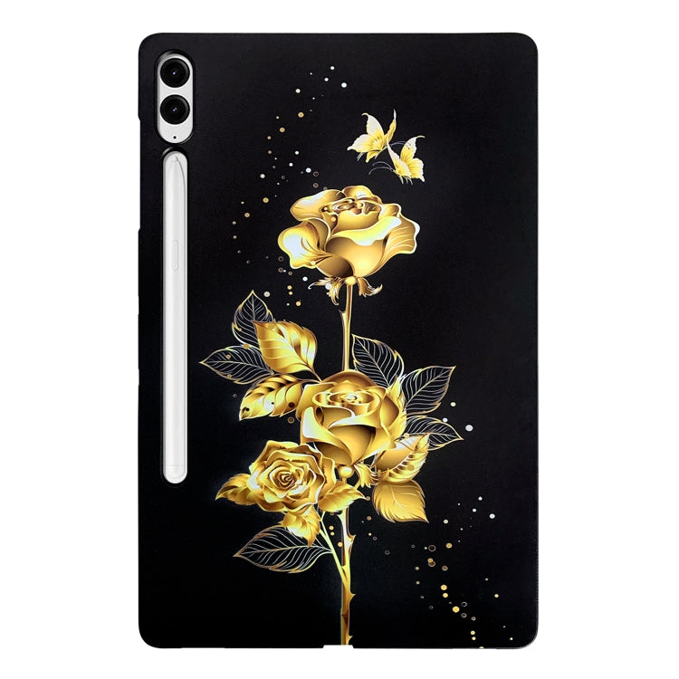 For Samsung Galaxy Tab S9+ / S9 FE+ Color Painting Pattern Smart Tablet TPU Case(Golden Rose) by bashfashion