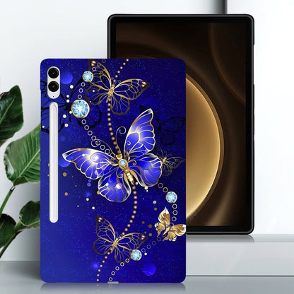 For Samsung Galaxy Tab S9+ / S9 FE+ Color Painting Pattern Smart Tablet TPU Case(Blue Butterfly) by bashfashion