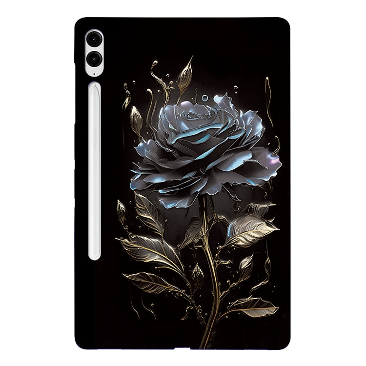 For Samsung Galaxy Tab S9+ / S9 FE+ Color Painting Pattern Smart Tablet TPU Case(Black Rose) by bashfashion
