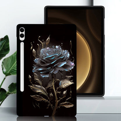 For Samsung Galaxy Tab S9+ / S9 FE+ Color Painting Pattern Smart Tablet TPU Case(Black Rose) by bashfashion
