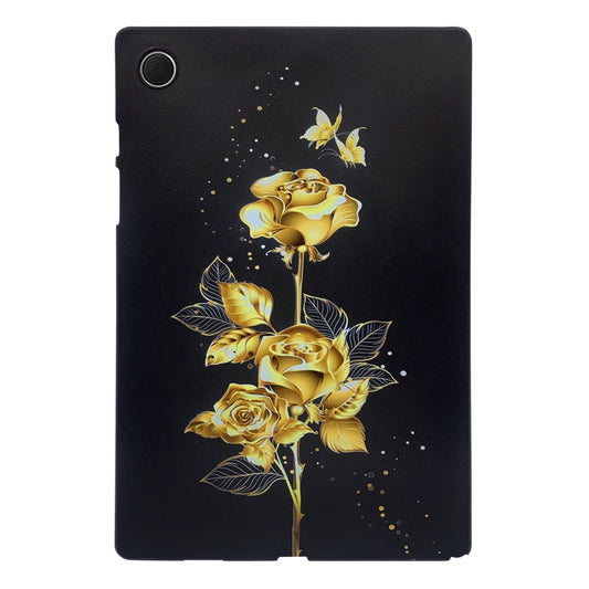 For Samsung Galaxy Tab A8 10.5 2021 Color Painting Pattern Smart Tablet TPU Case(Golden Rose) by bashfashion