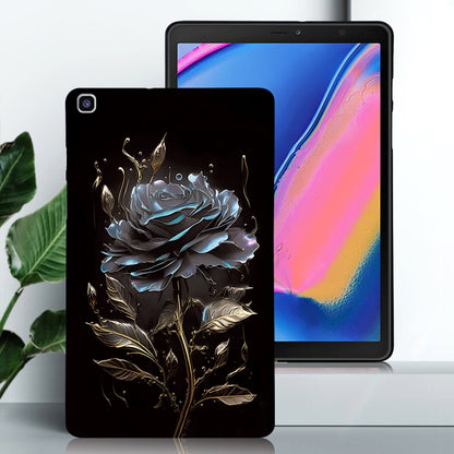 For Samsung Galaxy Tab A 8.0 2019 Color Painting Pattern Smart Tablet TPU Case(Black Rose) by bashfashion