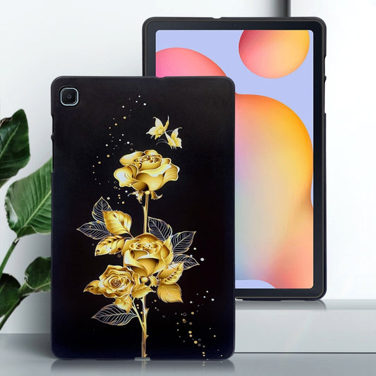 For Samsung Galaxy Tab S6 Lite 2024 / 2022 Color Painting Pattern Smart Tablet TPU Case(Golden Rose) by bashfashion